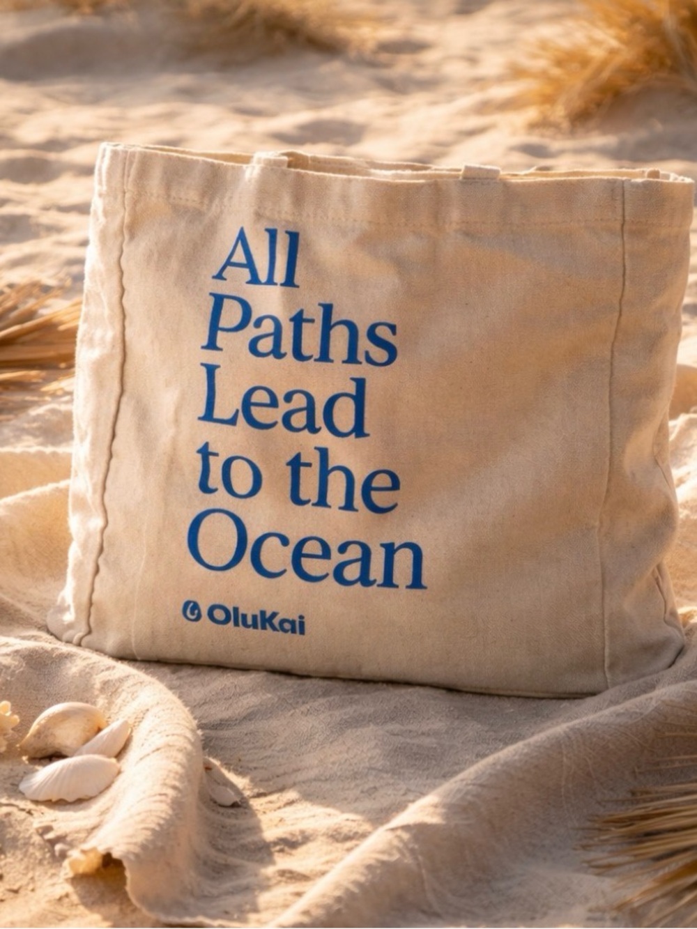 OluKai All Paths Lead to the Ocean Canvas Tote Bag NWT Beach Bag